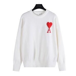 Ami Ivory Sweater with Scarlet Heart Accent